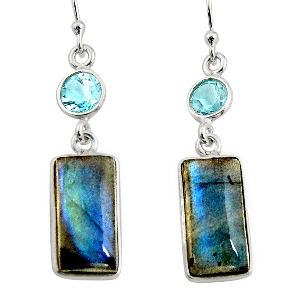 13.69cts natural blue labradorite topaz 925 silver dangle earrings r14781