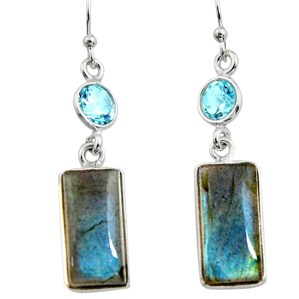 13.69cts natural blue labradorite topaz 925 silver dangle earrings r14785