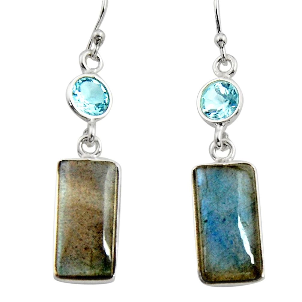 13.13cts natural blue labradorite topaz 925 silver dangle earrings r14790