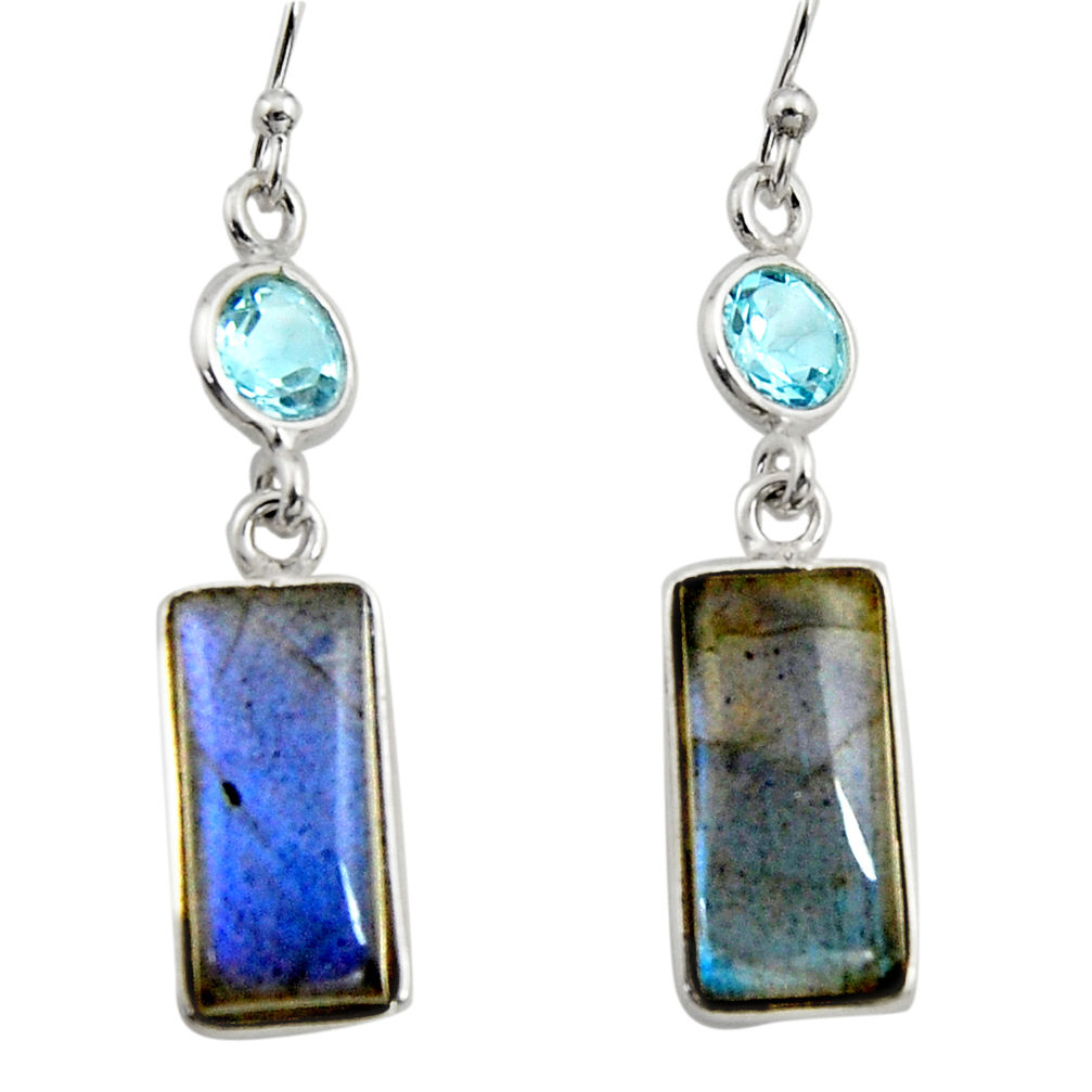 925 silver 13.13cts natural blue labradorite topaz dangle earrings r14795