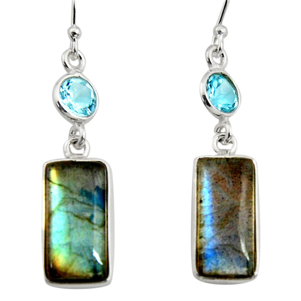 13.69cts natural blue labradorite topaz 925 silver dangle earrings r14797