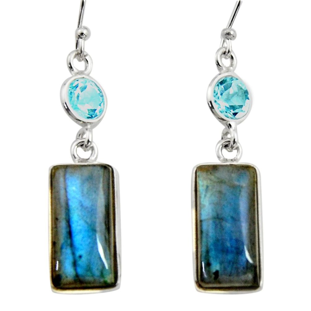 925 silver 14.17cts natural blue labradorite topaz dangle earrings r14798