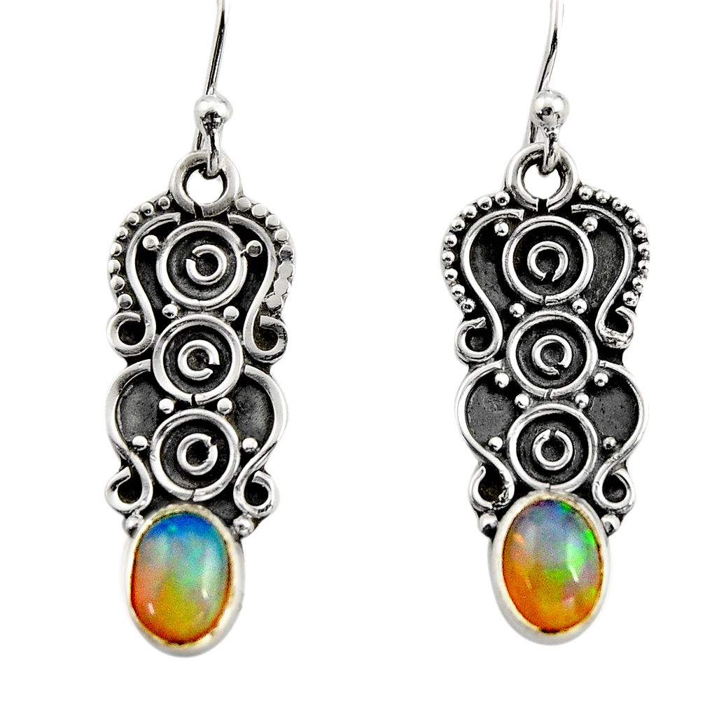 3.09cts natural multi color ethiopian opal 925 sterling silver earrings r14882