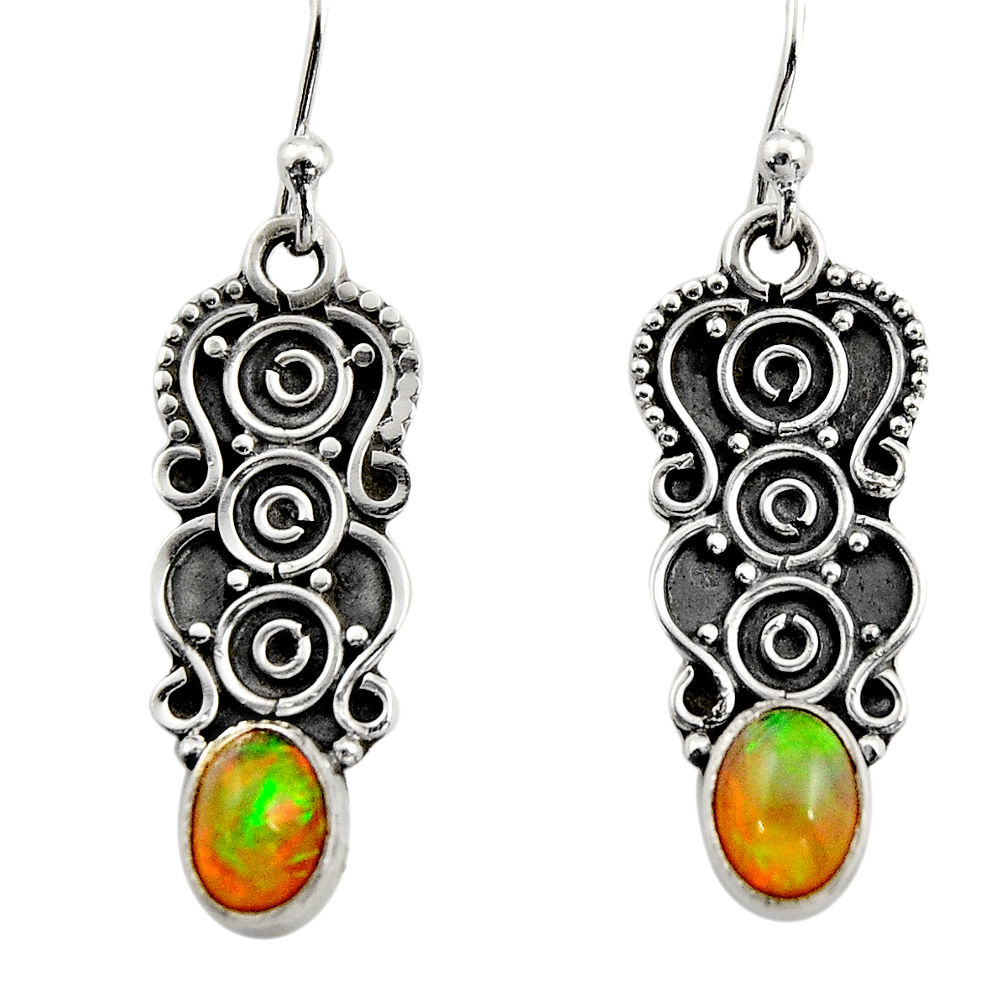 3.09cts natural multi color ethiopian opal 925 sterling silver earrings r14891