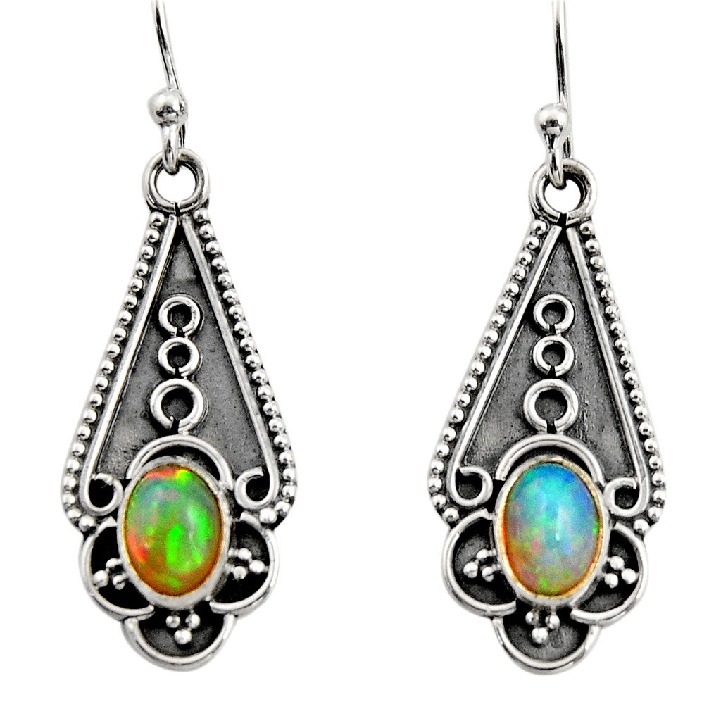 3.65cts natural multi color ethiopian opal 925 sterling silver earrings r14896