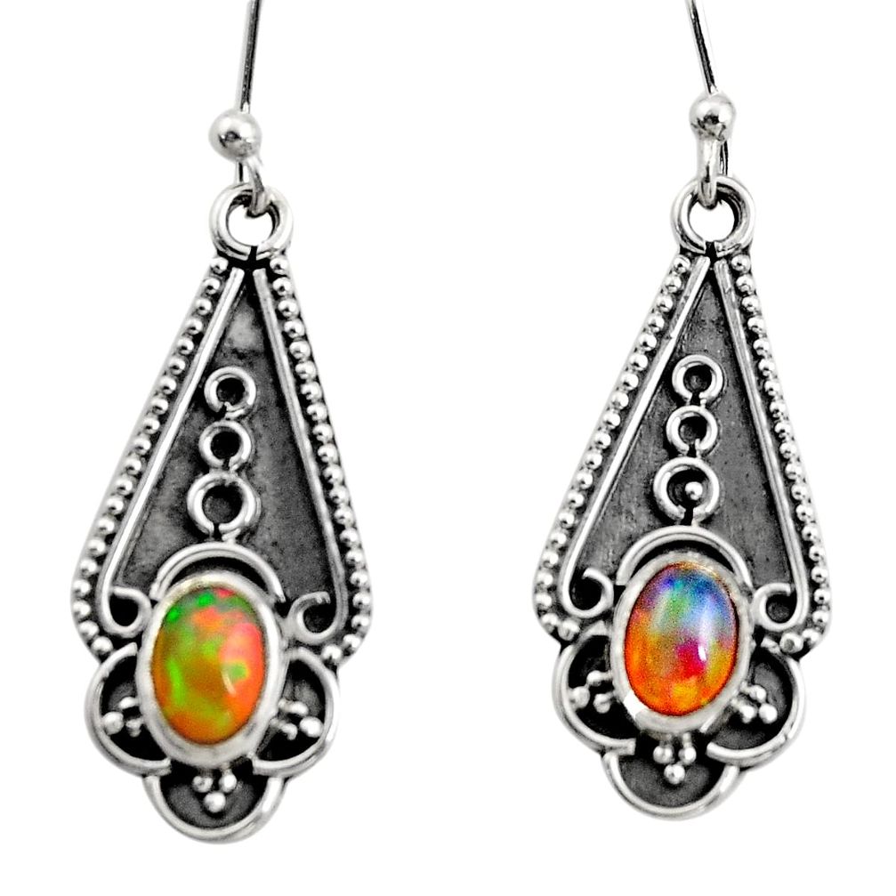 925 sterling silver 3.29cts natural multi color ethiopian opal earrings r14897