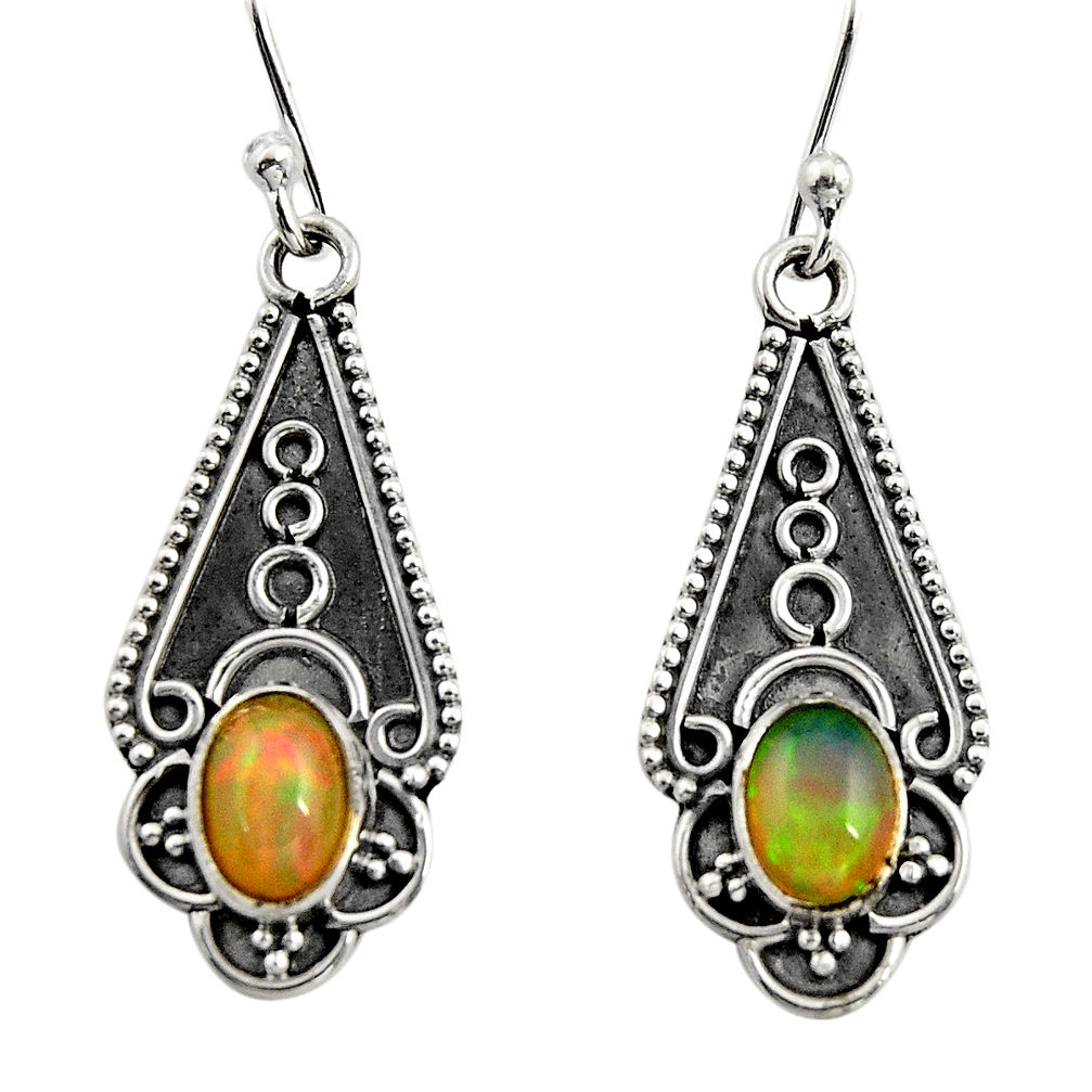 925 sterling silver 3.29cts natural multi color ethiopian opal earrings r14900