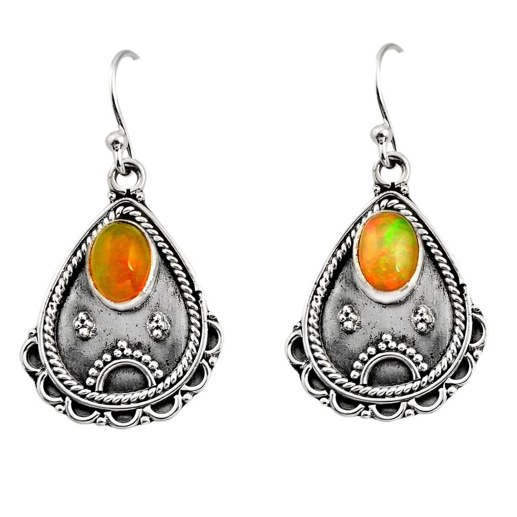 3.58cts natural multi color ethiopian opal 925 silver dangle earrings r14915