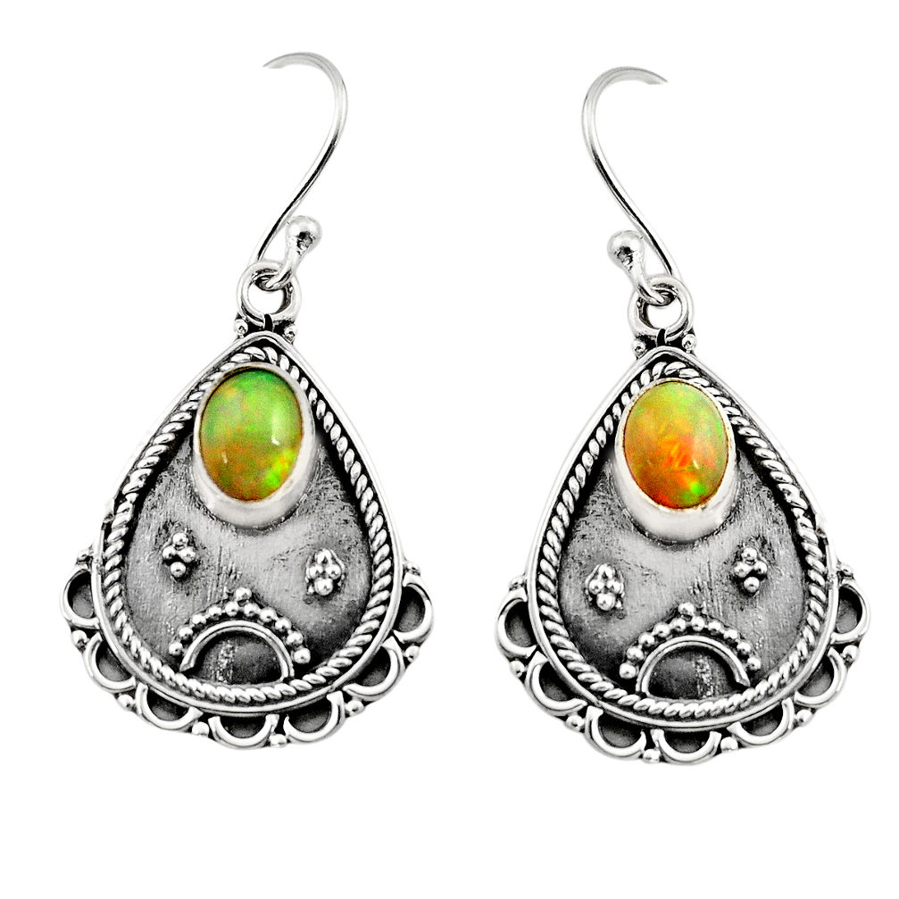 3.58cts natural multi color ethiopian opal 925 silver dangle earrings r14917