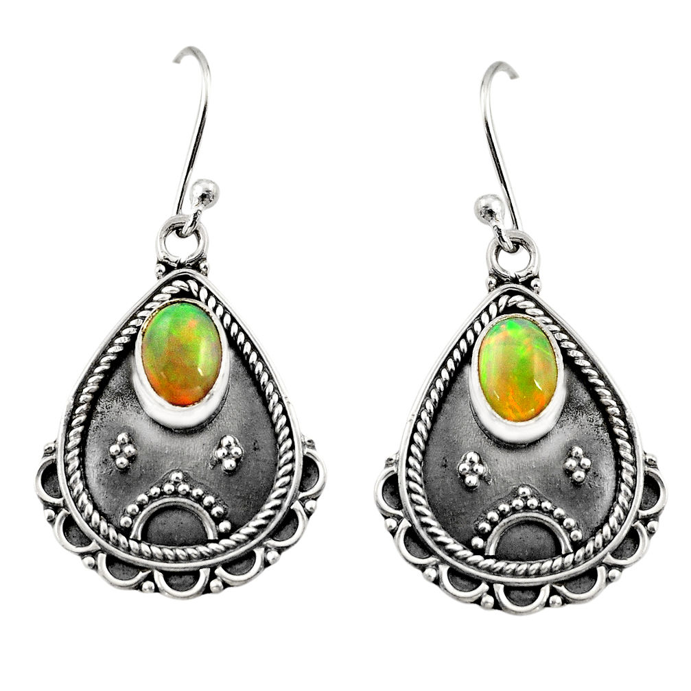 3.40cts natural multi color ethiopian opal 925 silver dangle earrings r14919