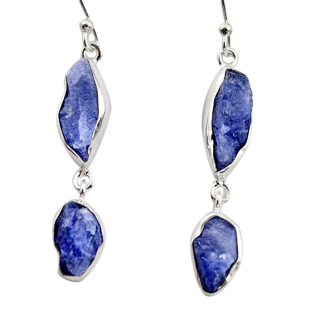 925 sterling silver 15.47cts natural blue iolite rough dangle earrings r14933