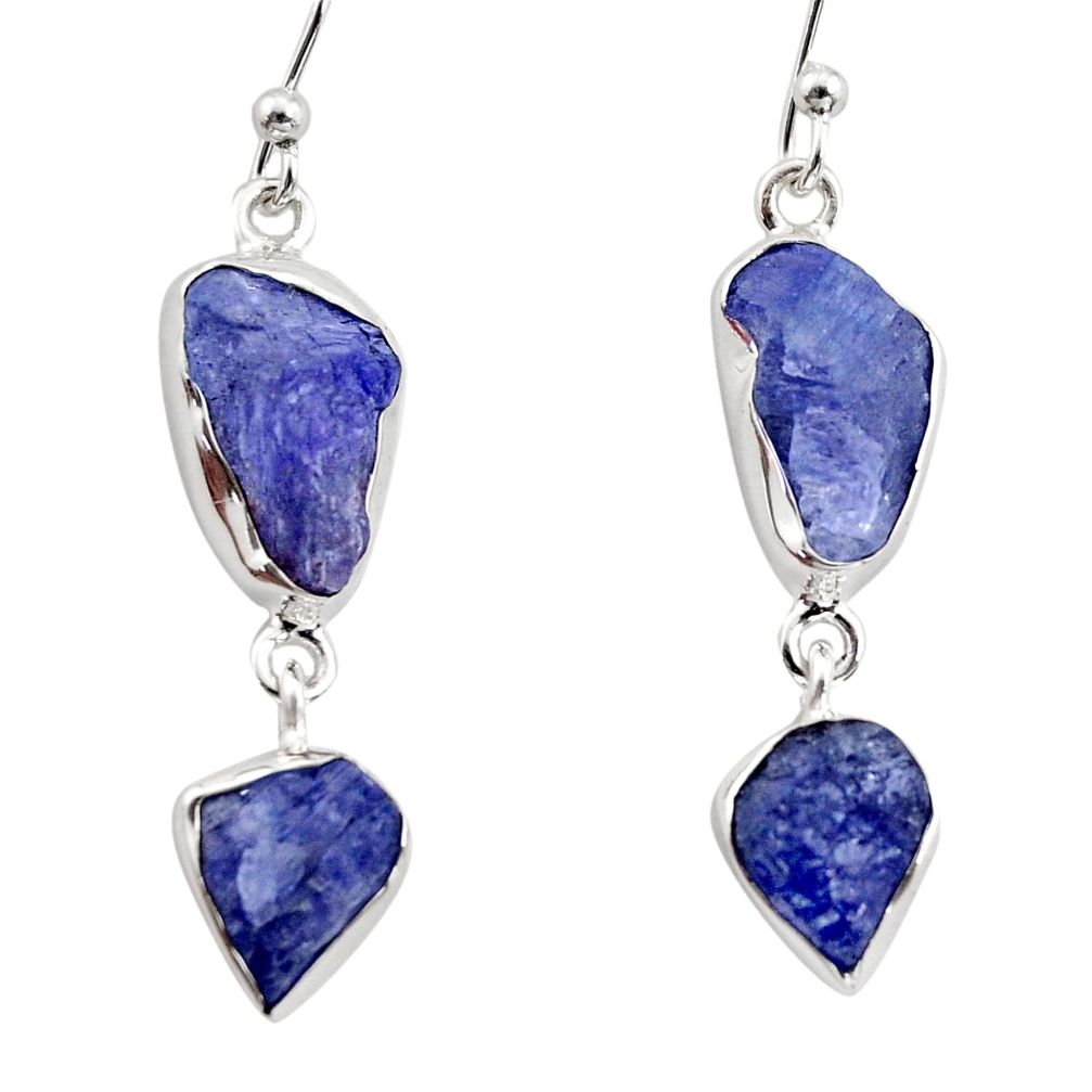 925 sterling silver 12.96cts natural blue iolite rough dangle earrings r14937