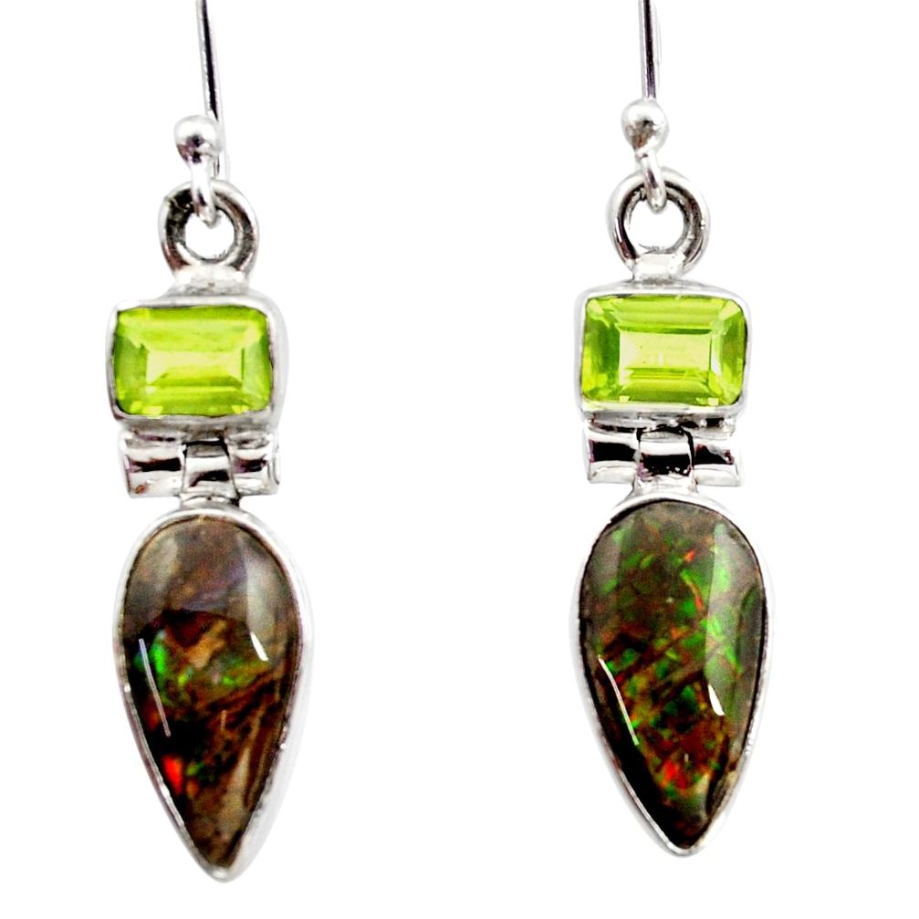 925 silver 8.73cts natural multicolor ammolite (canadian) dangle earrings r15770