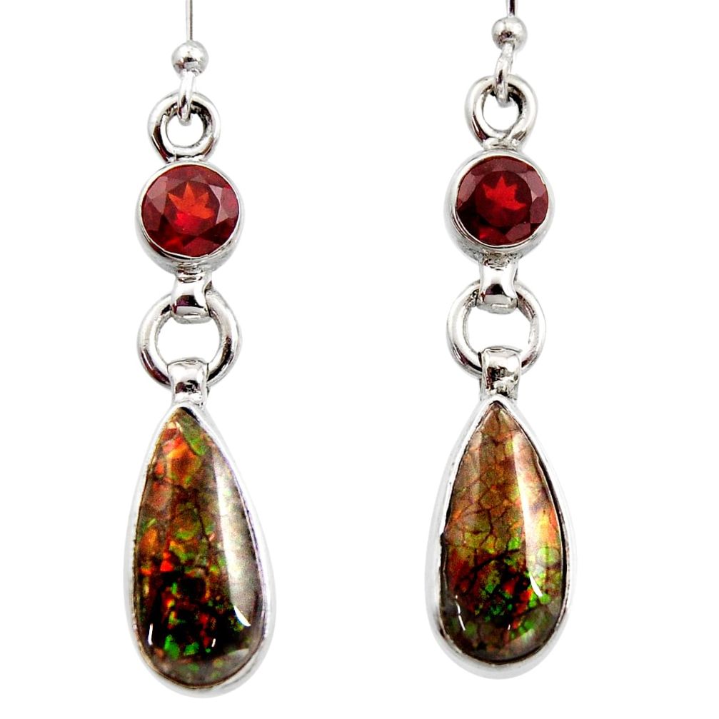 925 silver 8.73cts natural multicolor ammolite (canadian) dangle earrings r15776
