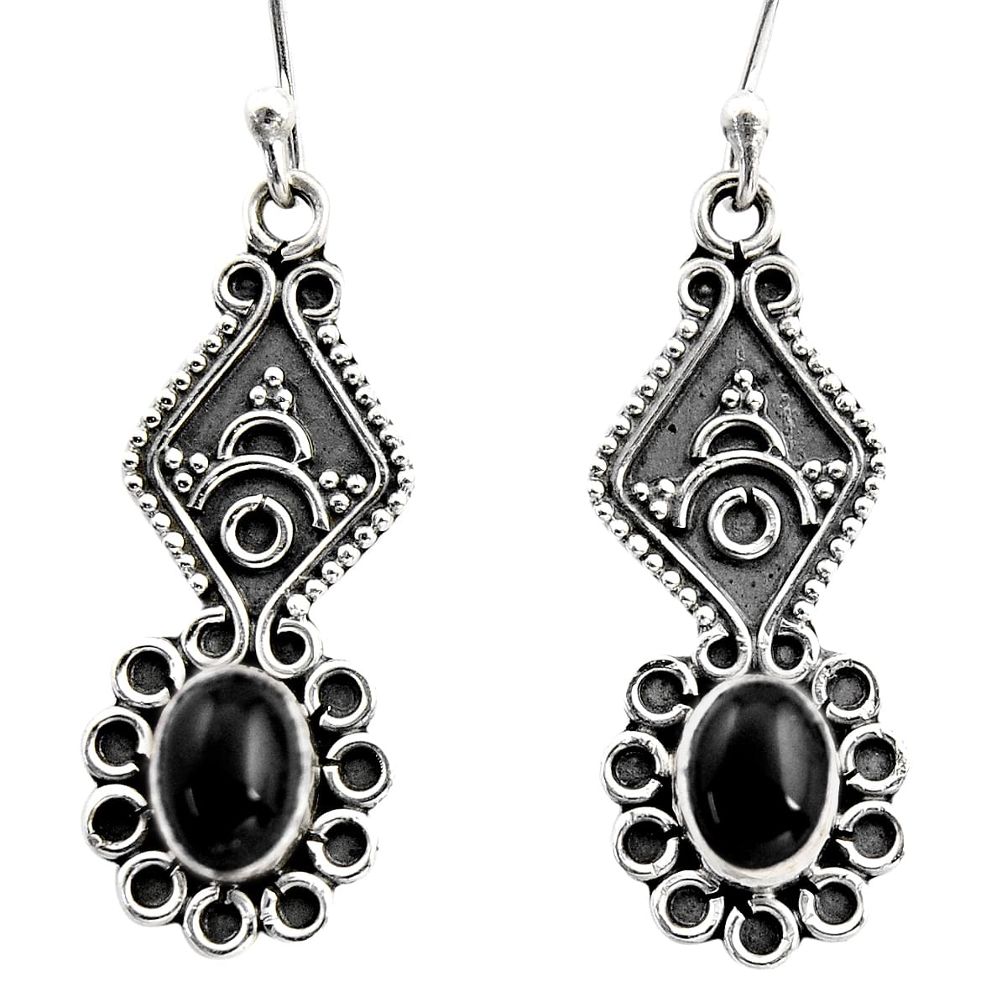 3.50cts natural black onyx 925 sterling silver dangle earrings jewelry r15788