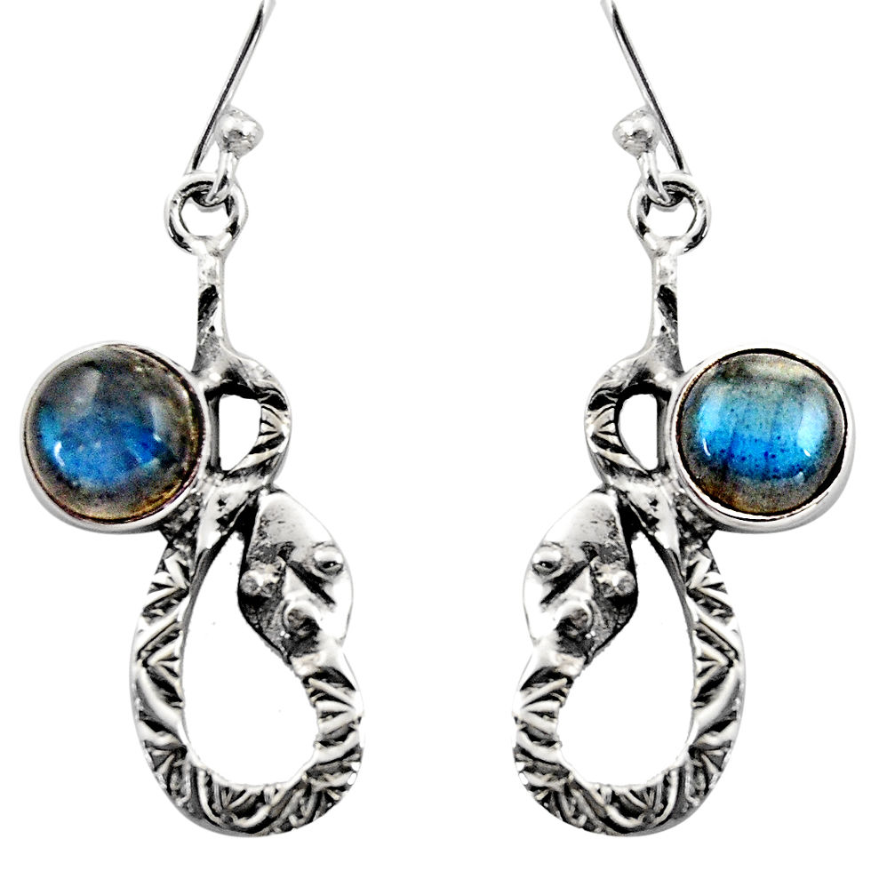 5.10cts natural blue labradorite 925 sterling silver snake earrings r15846