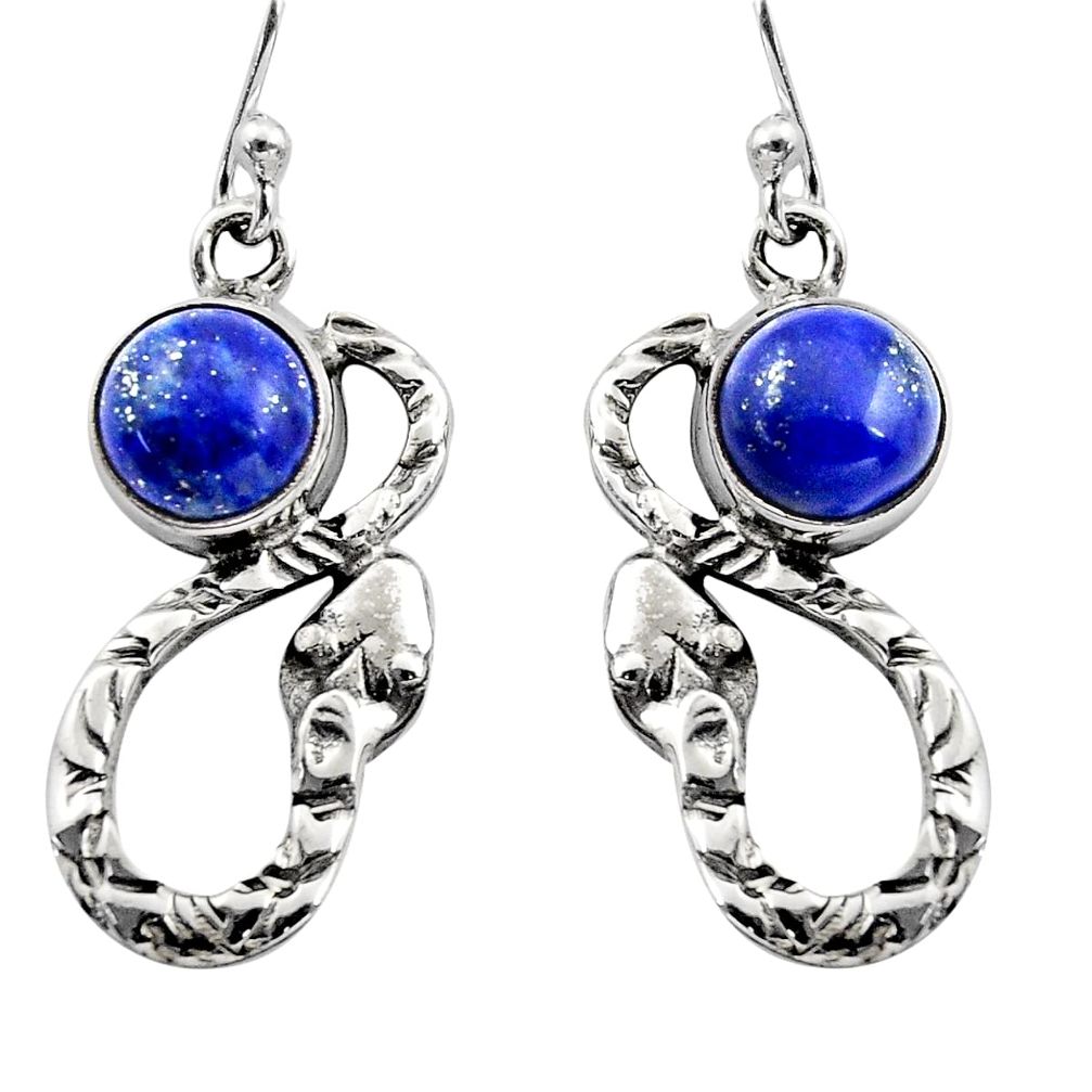 5.11cts natural blue lapis lazuli 925 sterling silver snake earrings r15873