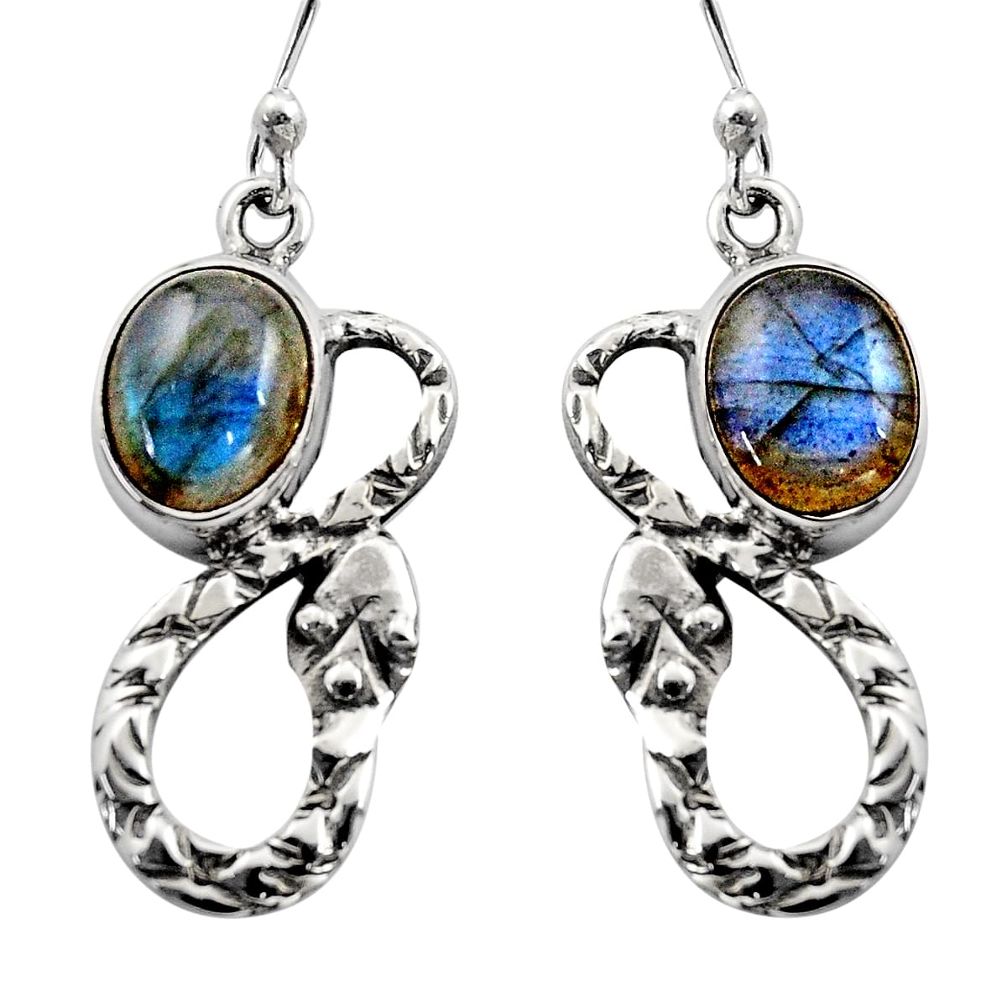 925 sterling silver 6.36cts natural blue labradorite snake earrings r15874