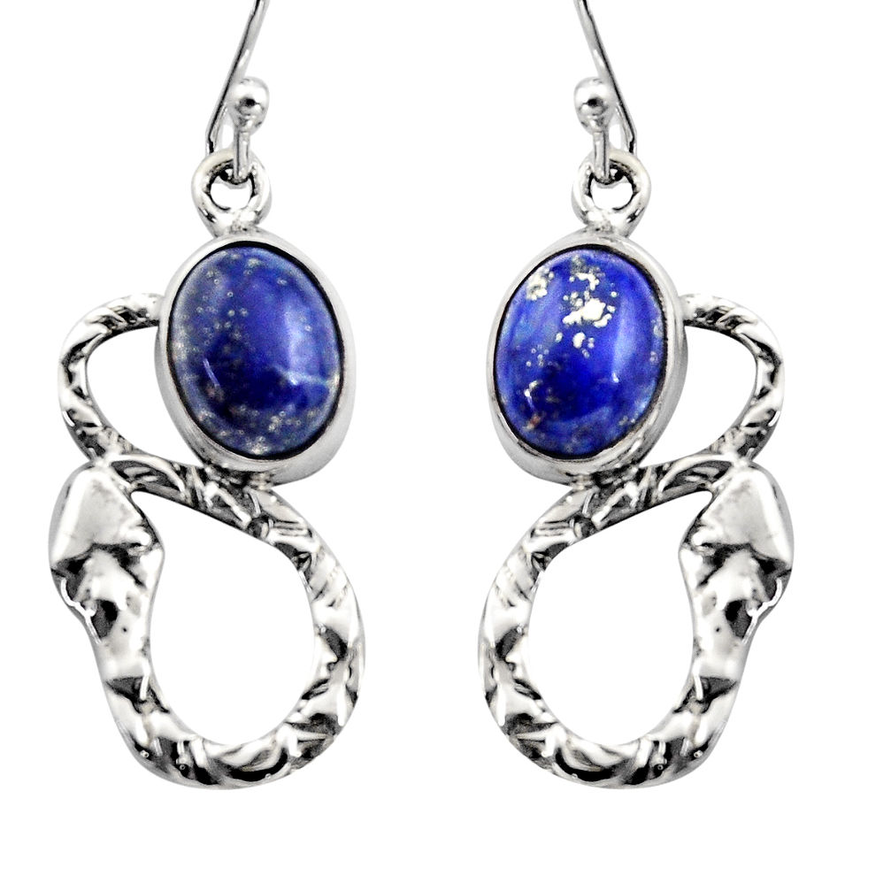 5.87cts natural blue lapis lazuli 925 sterling silver snake earrings r15879