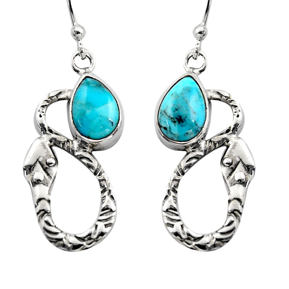 925 silver 4.42cts natural blue campitos turquoise dangle earrings r15889