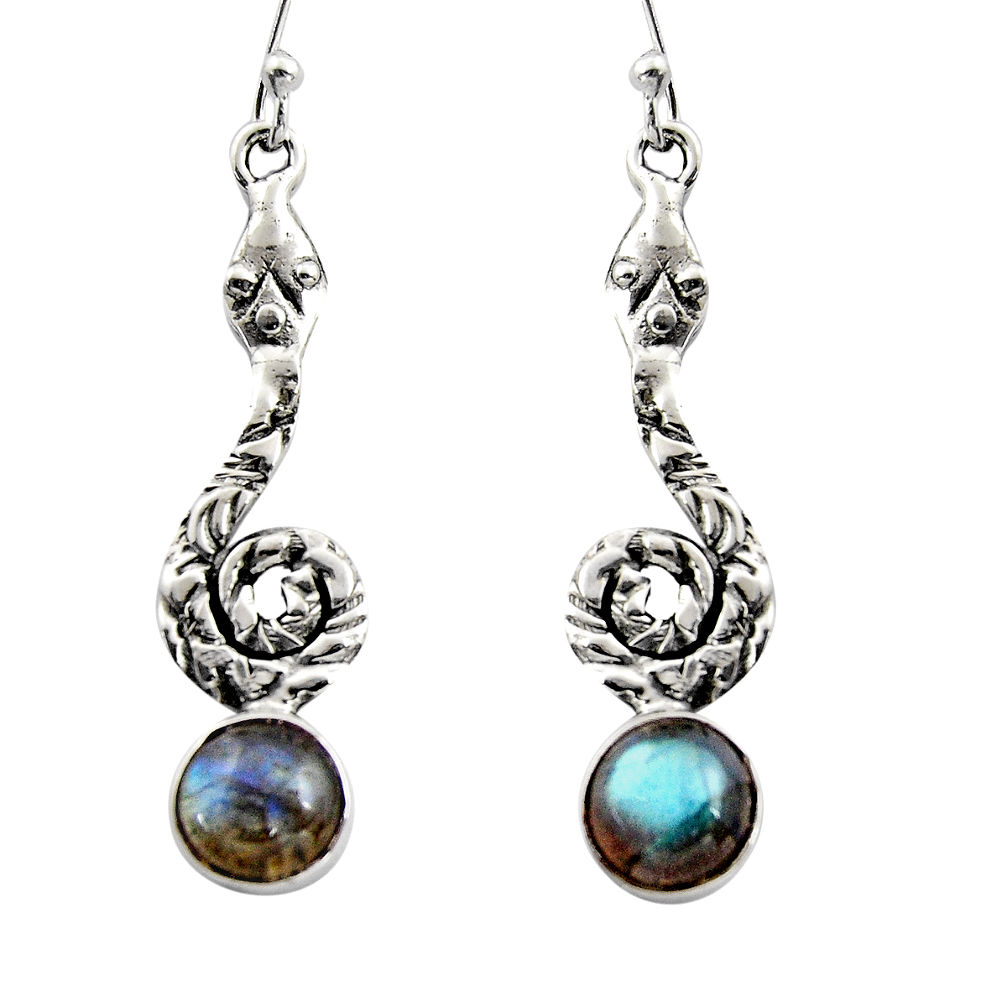 925 sterling silver 5.10cts natural blue labradorite snake earrings r15899