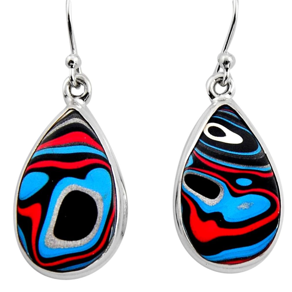 12.58cts fordite detroit agate 925 sterling silver dangle earrings r15908