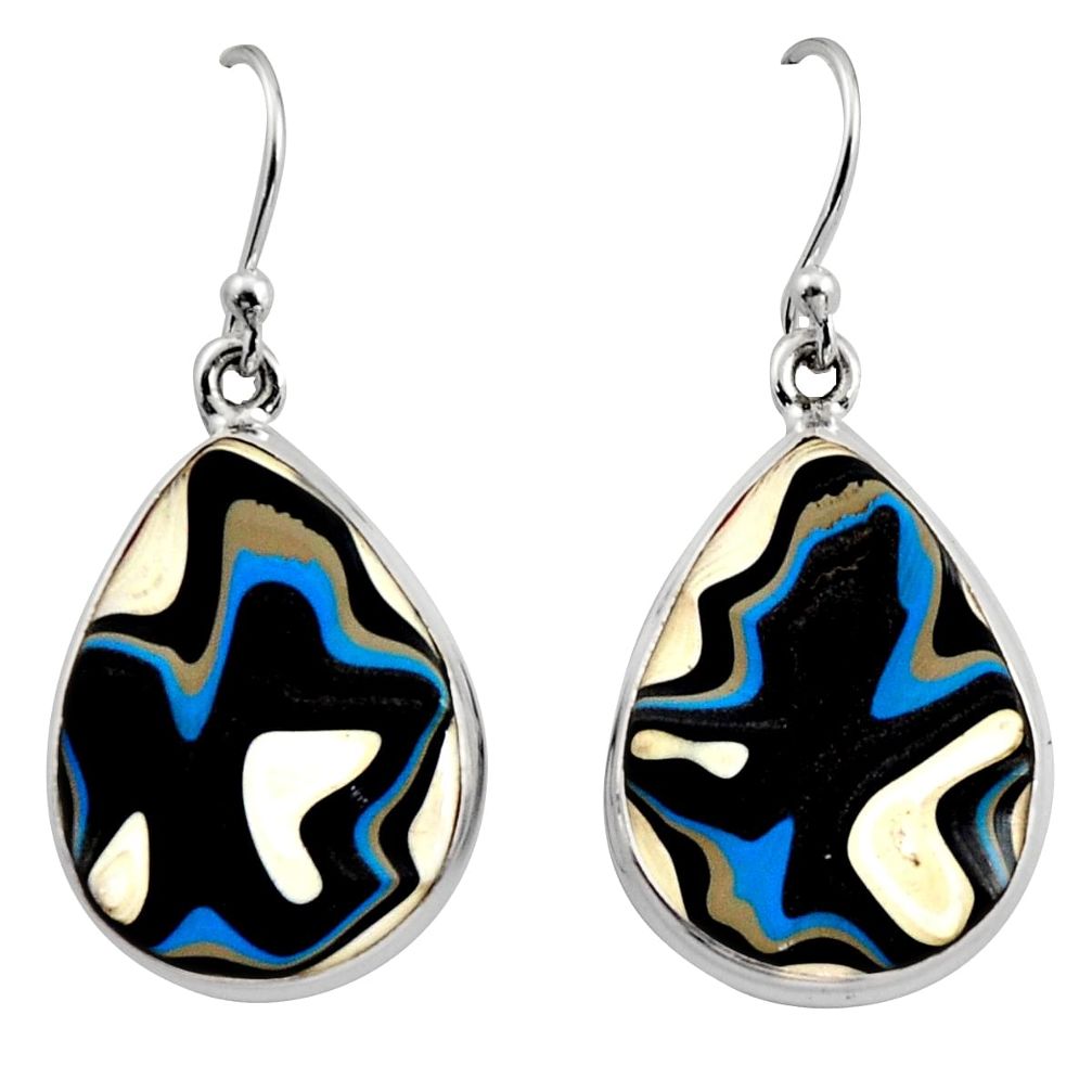 14.72cts fordite detroit agate 925 sterling silver dangle earrings r15912