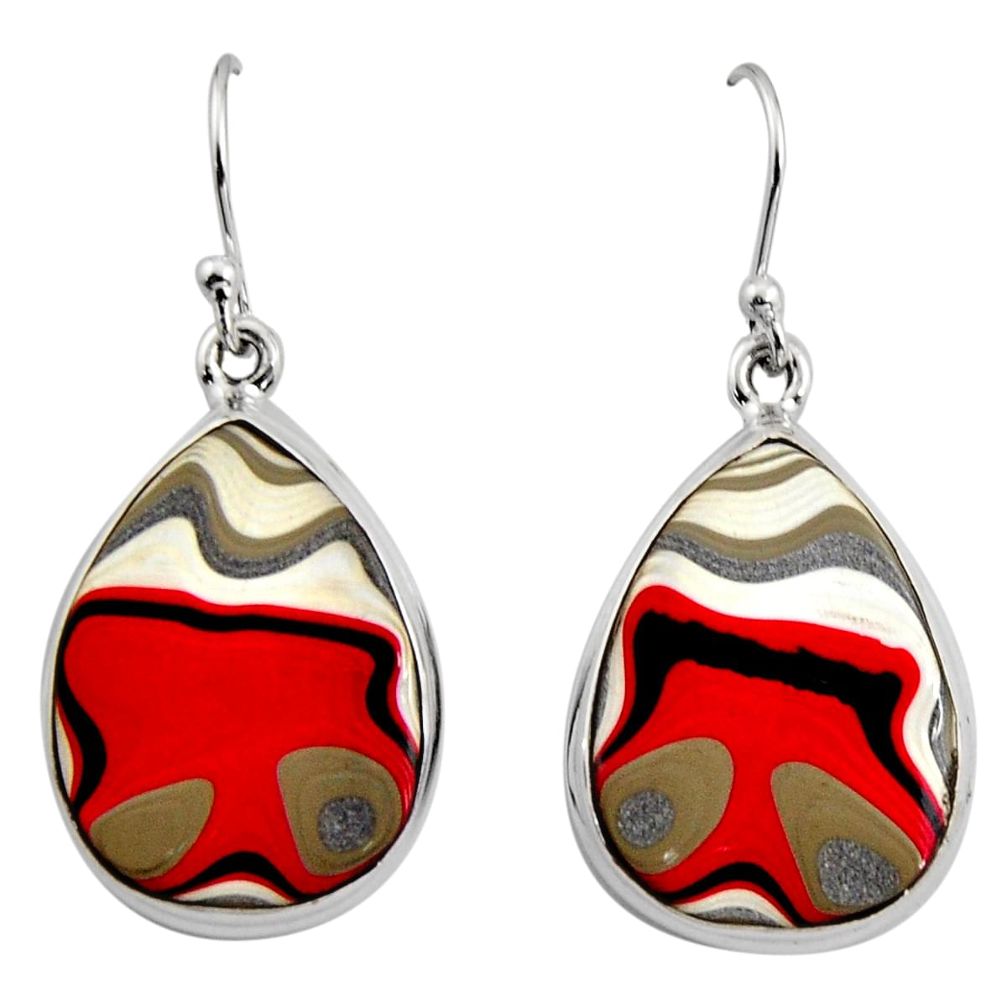 925 sterling silver 15.65cts fordite detroit agate dangle earrings r15913