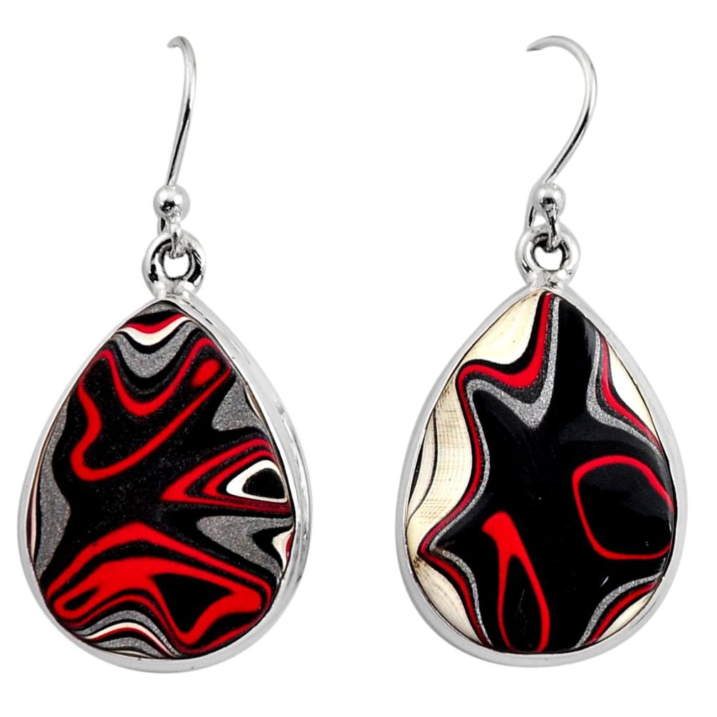 925 sterling silver 15.08cts fordite detroit agate dangle earrings r15917