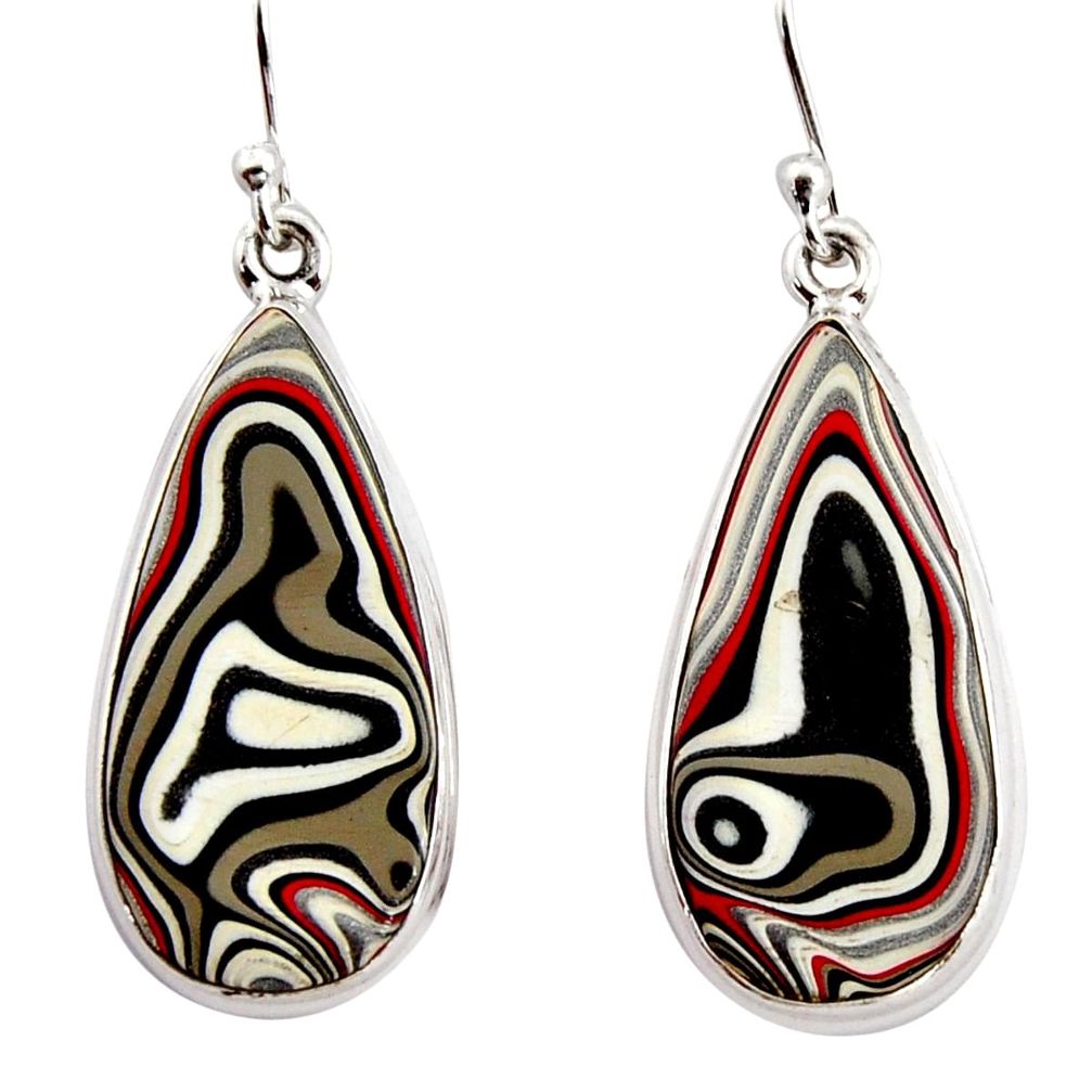 925 sterling silver 15.08cts fordite detroit agate dangle earrings r15924