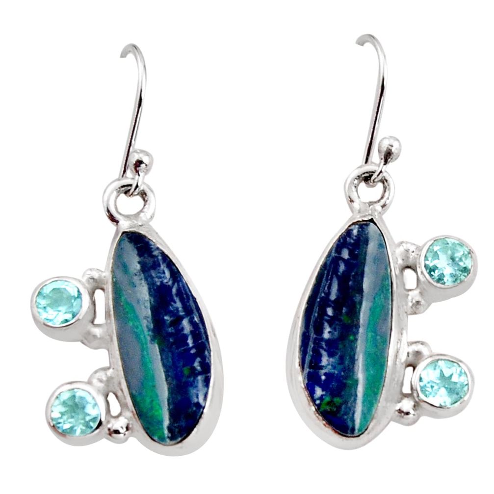 925 silver 8.14cts natural blue doublet opal australian dangle earrings r15935