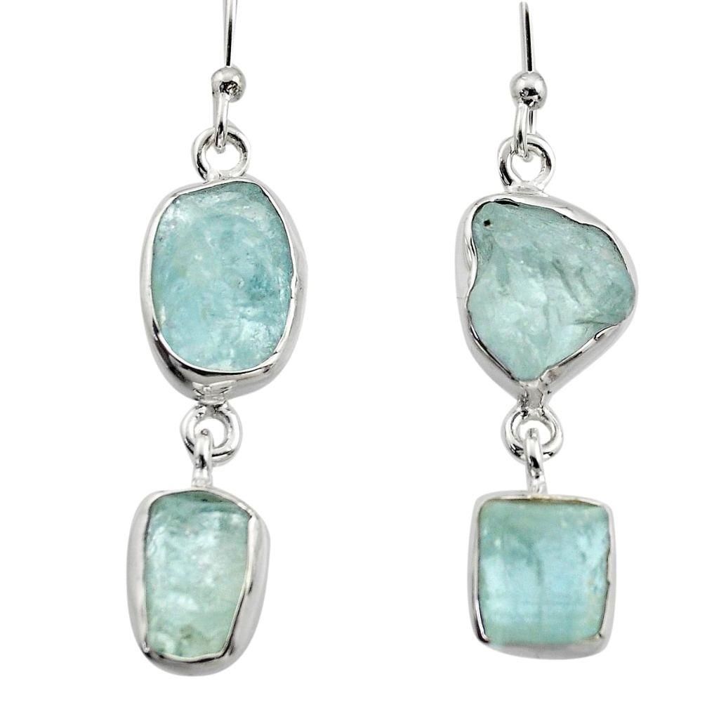 13.27cts natural aqua aquamarine rough 925 silver dangle earrings jewelry r16846