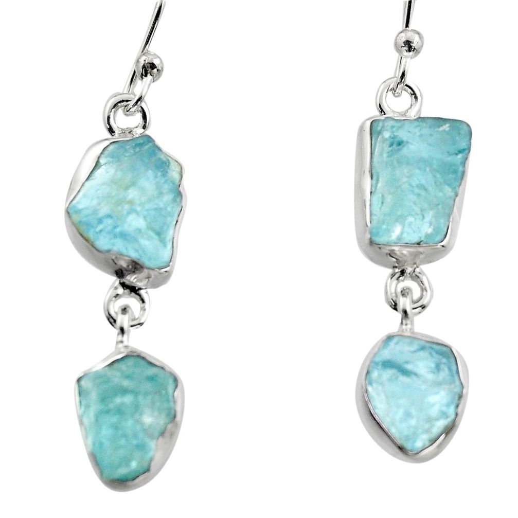 925 silver 12.06cts natural aqua aquamarine rough dangle earrings r16855