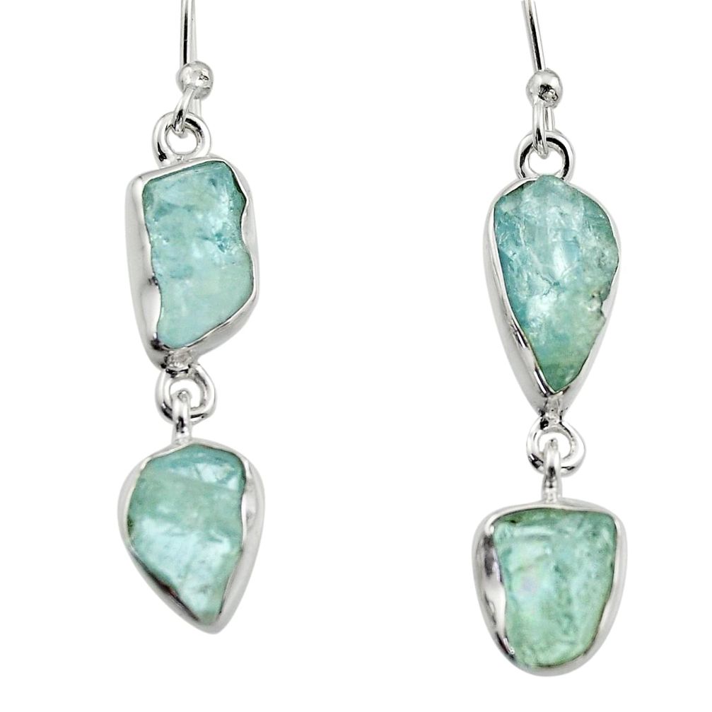 925 silver 12.91cts natural aqua aquamarine rough dangle earrings r16858