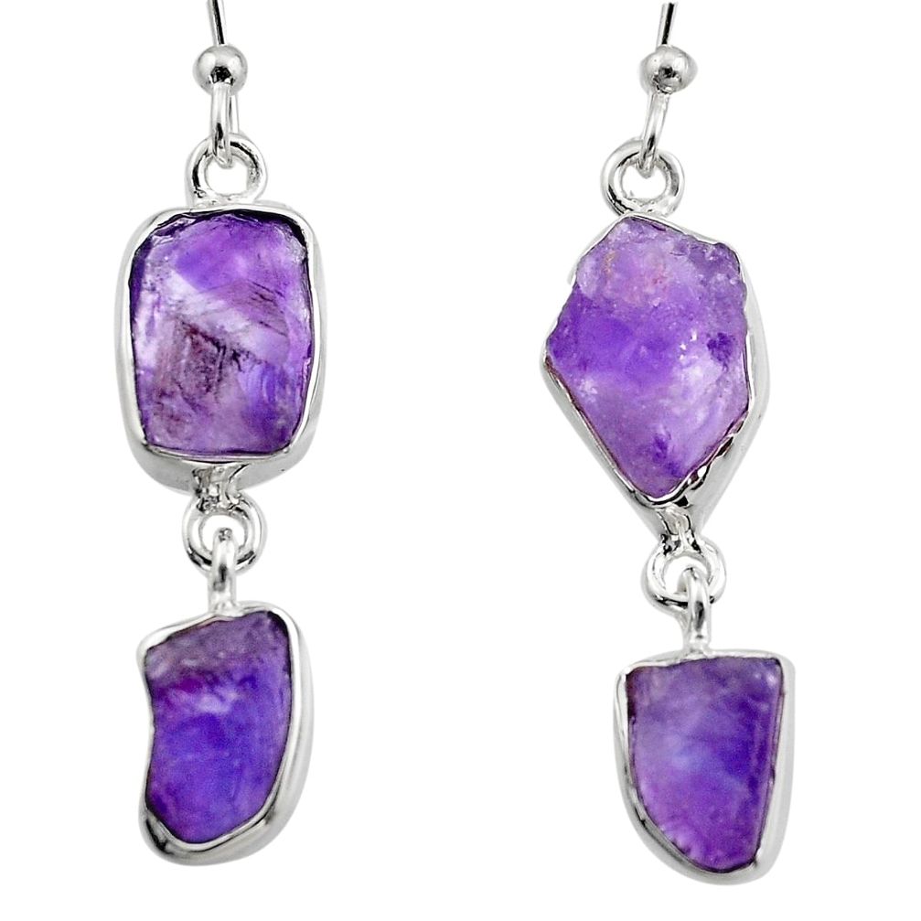 13.24cts natural purple amethyst rough 925 sterling silver earrings r16861