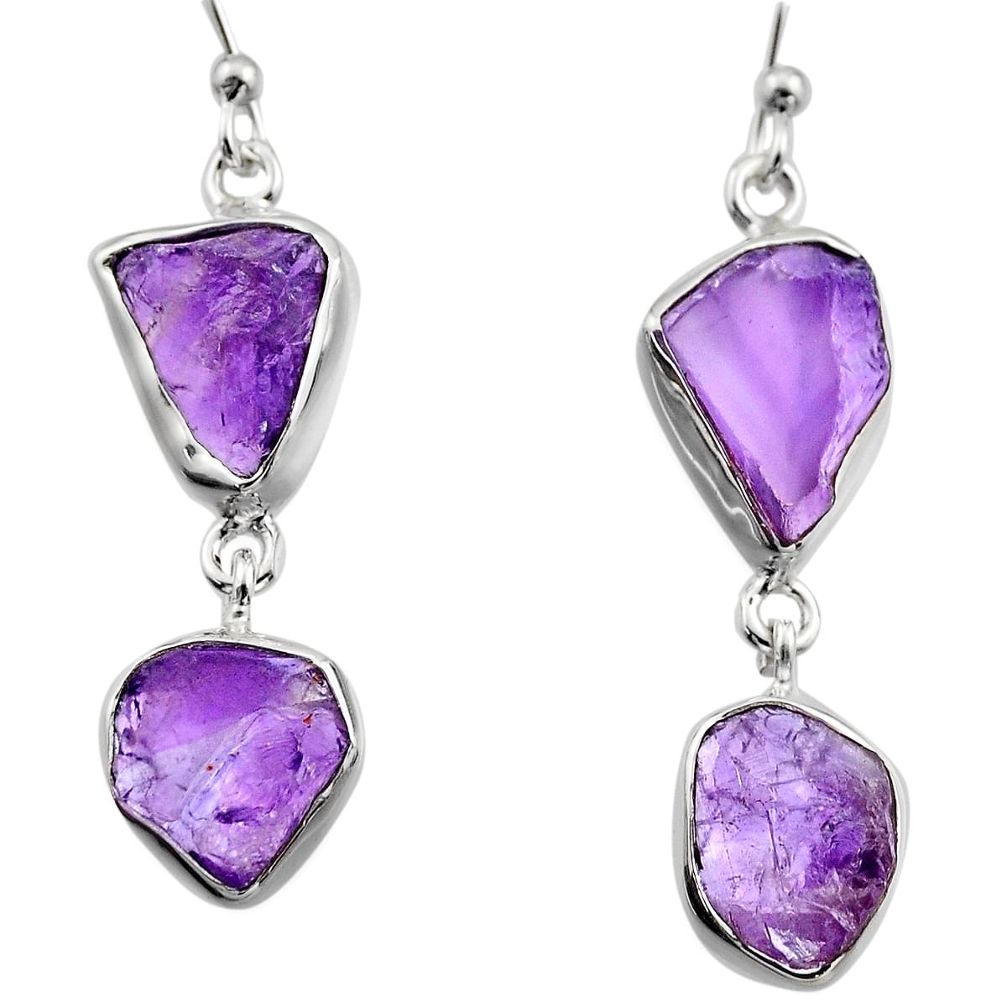 13.77cts natural purple amethyst rough 925 sterling silver earrings r16862