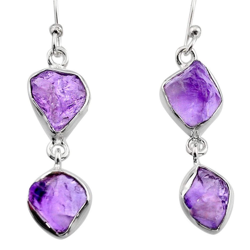 925 sterling silver 12.52cts natural purple amethyst rough earrings r16867