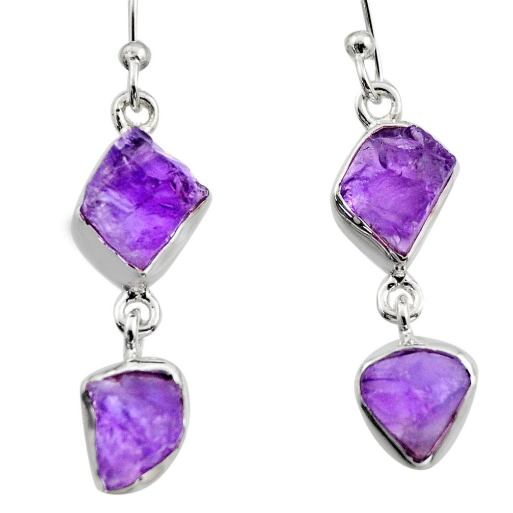 12.52cts natural purple amethyst rough 925 sterling silver earrings r16870