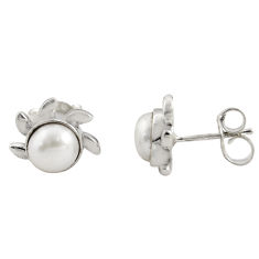 Clearance Sale- 4.89cts natural white pearl 925 sterling silver stud earrings jewelry r22843