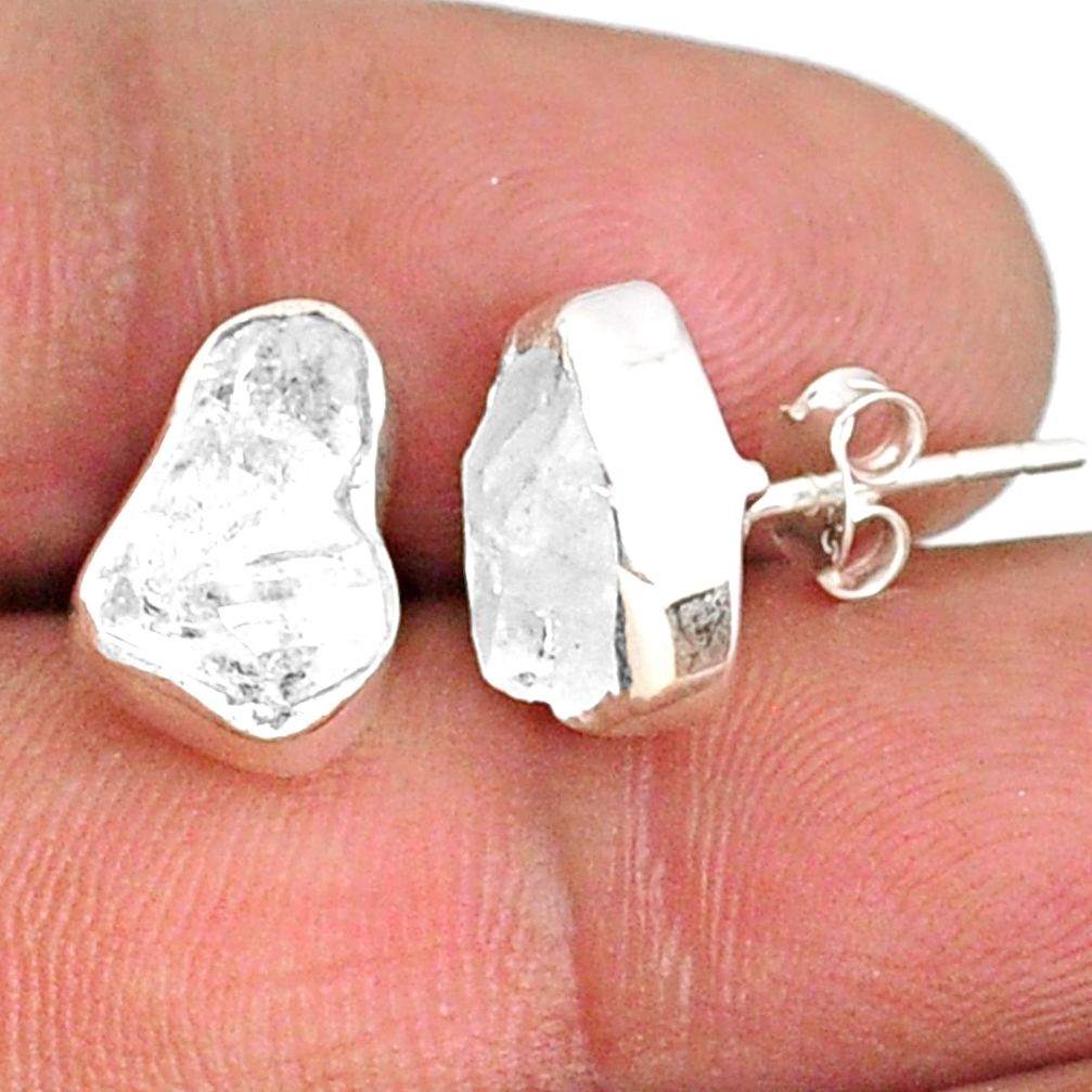 6.19cts natural white herkimer diamond 925 sterling silver earrings r69673