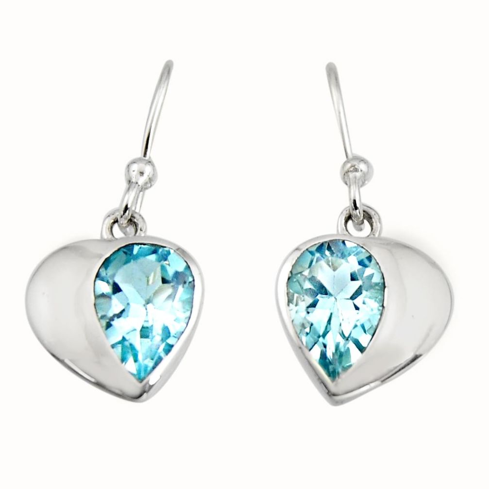 4.24cts natural blue topaz 925 sterling silver dangle earrings jewelry r7001