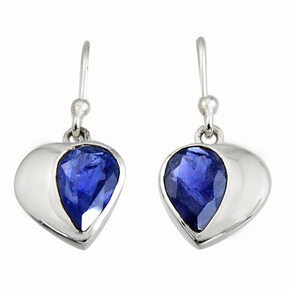 4.21cts natural blue iolite 925 sterling silver dangle earrings jewelry r7003