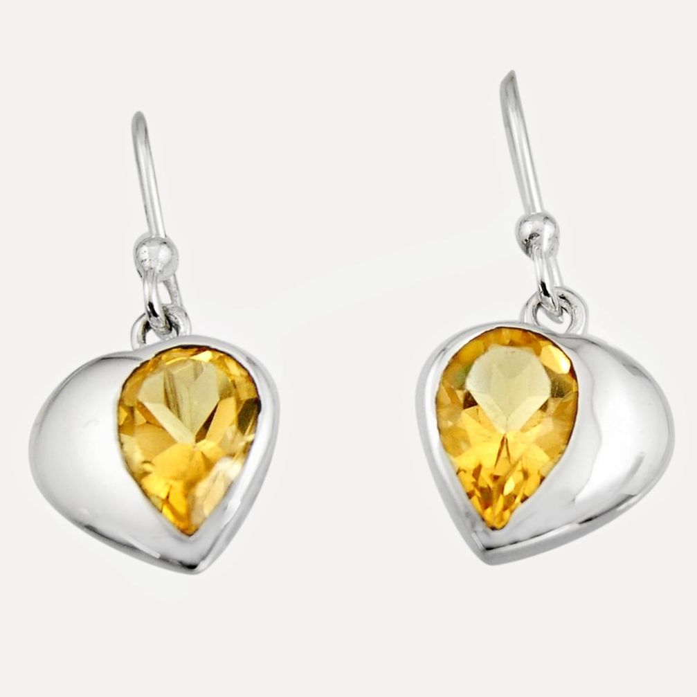 4.24cts natural yellow citrine 925 sterling silver dangle earrings jewelry r7006
