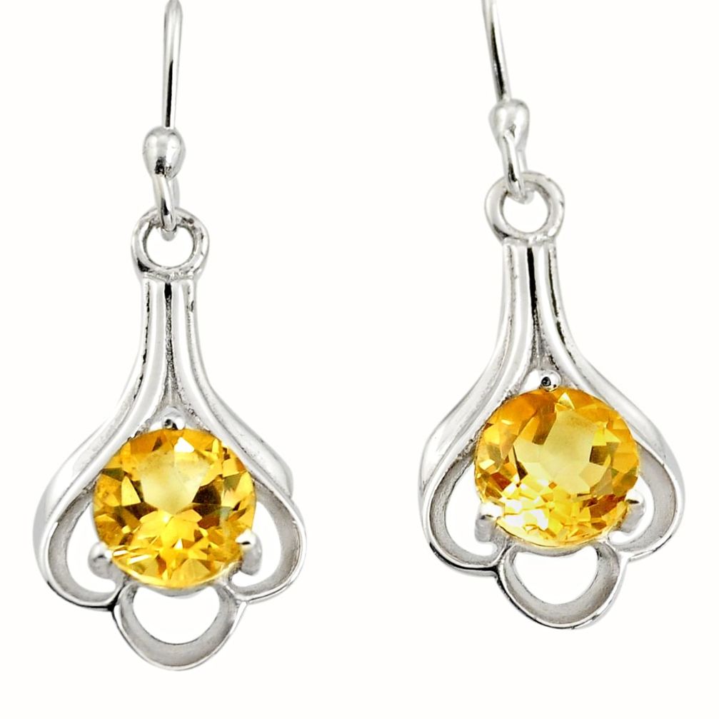 4.89cts natural yellow citrine 925 sterling silver dangle earrings jewelry r7009