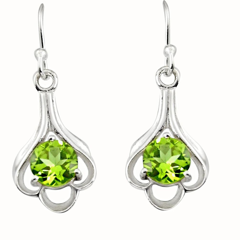 4.89cts natural green peridot 925 sterling silver dangle earrings jewelry r7011