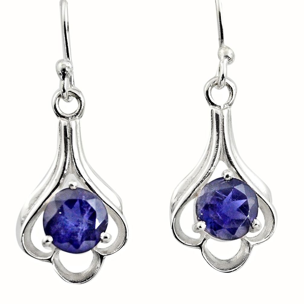925 sterling silver 4.89cts natural blue iolite dangle earrings jewelry r7012