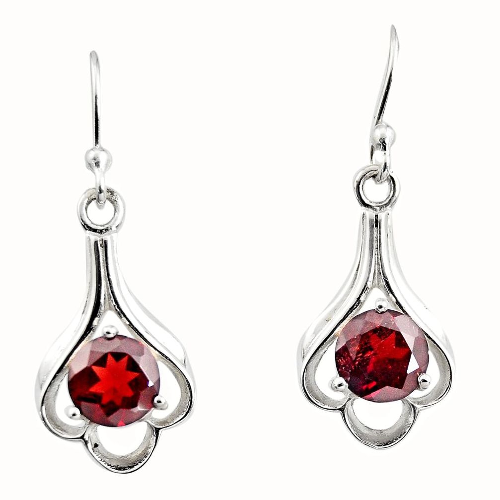 925 sterling silver 5.12cts natural red garnet dangle earrings jewelry r7015