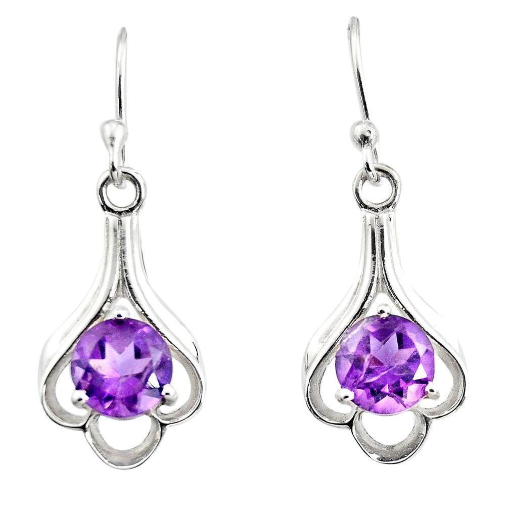 5.22cts natural purple amethyst 925 sterling silver dangle earrings r7017