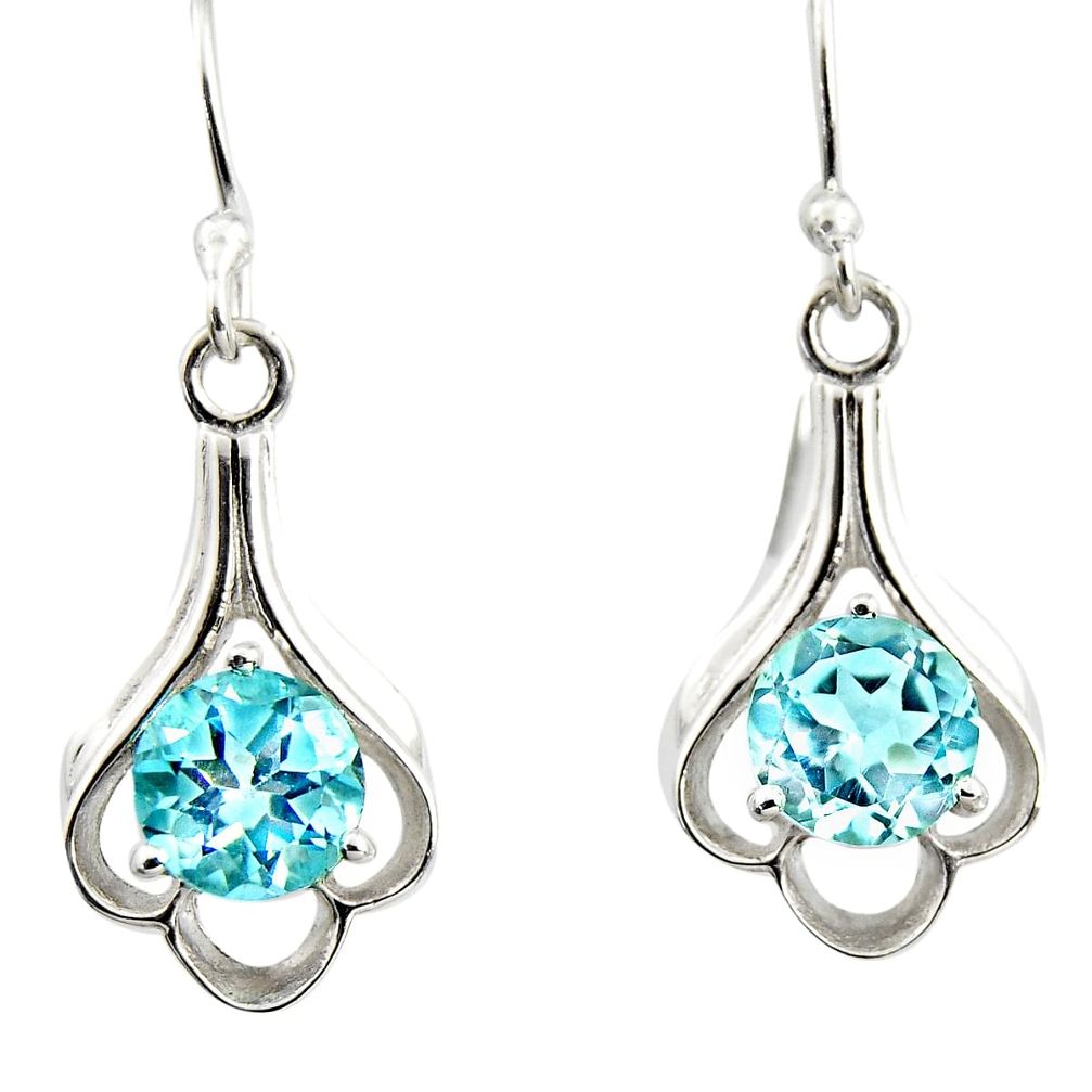 5.12cts natural blue topaz 925 sterling silver dangle earrings jewelry r7020