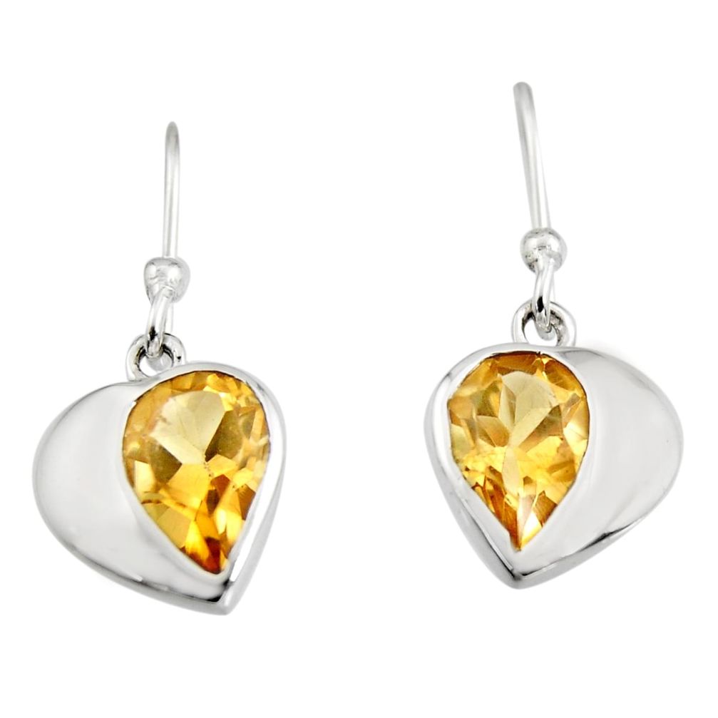 925 sterling silver 4.24cts natural yellow citrine heart earrings jewelry r7024